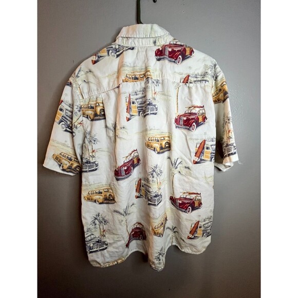 Clearwater Outfitters Shirt Men XL Beige Beach Print Cotton Hawaiian Button-Down - Picture 2 of 3